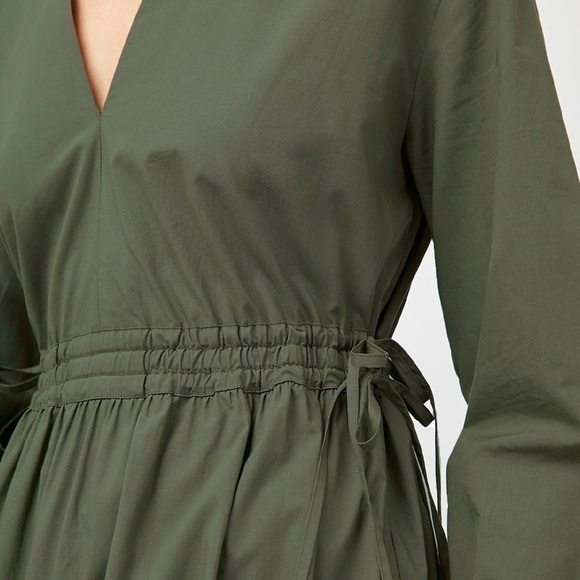 Rails Green Maple Olive Smoke Long Sleeve V Neckline Midi Dress Size Medium - Picture 2 of 16